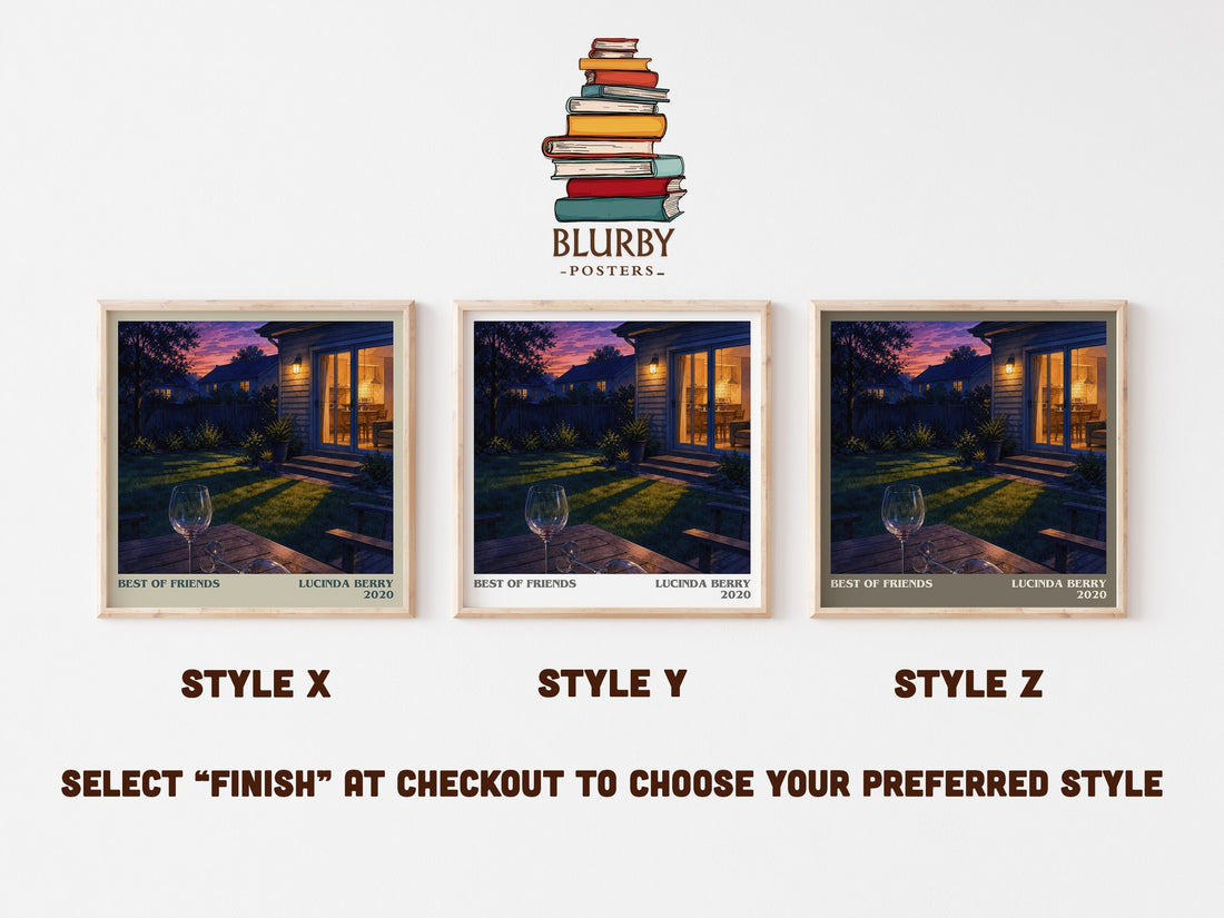 Best of Friends literary print in frame leaning in hallway – thriller wall art (mockup)