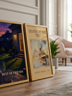 Best of Friends watercolour print framed by window – literary home decor