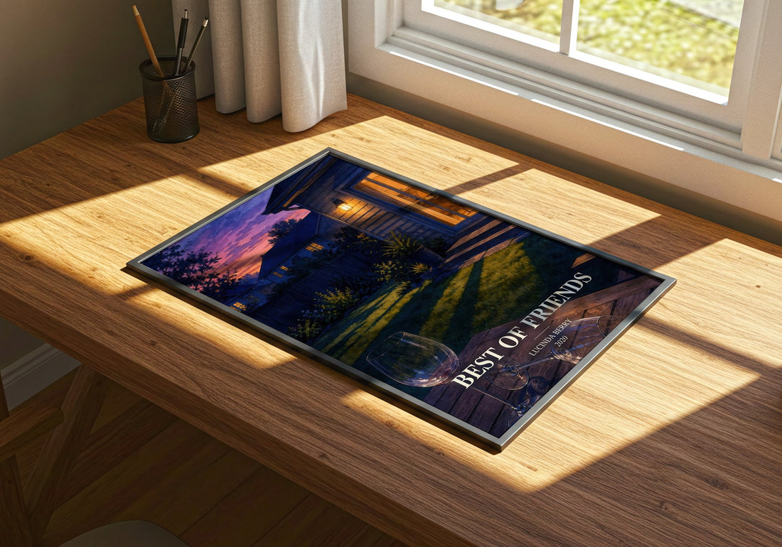 Best of Friends watercolour book poster framed on wall – thriller wall art