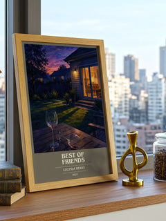Best of Friends book cover print framed by window – literary home decor