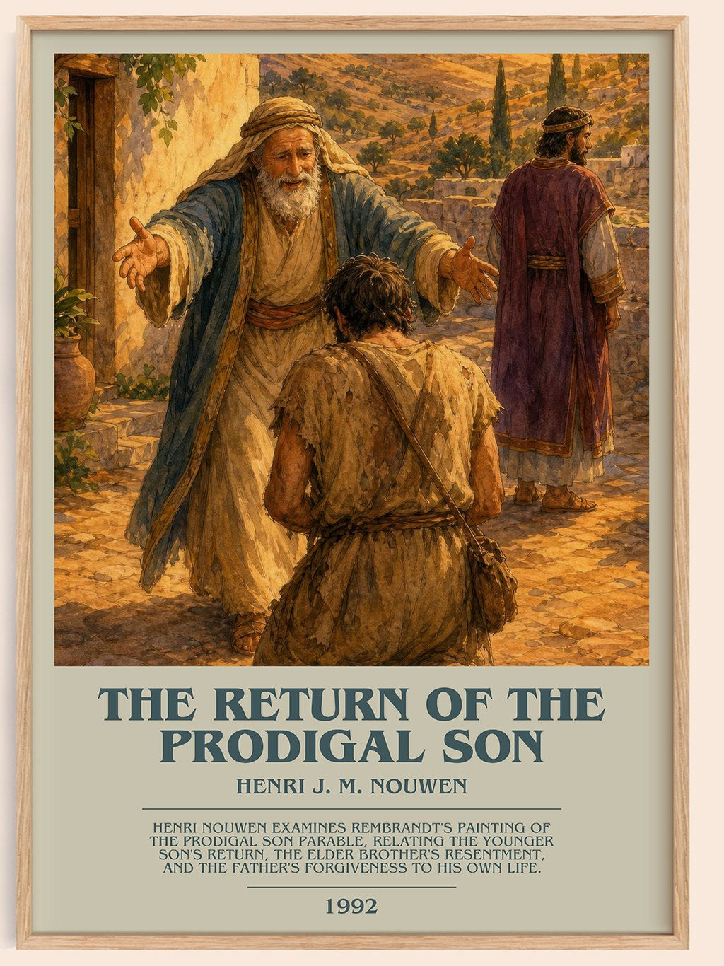 The Return of the Prodigal Son bookish book poster by Henri J. M. Nouwen – framed literary art print