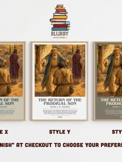 The Return of the Prodigal Son bookish print in frame leaning in hallway – memoir wall art