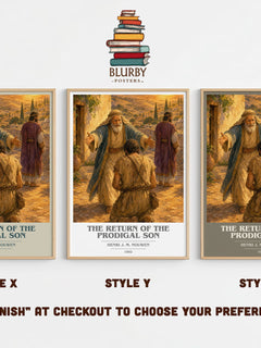 The Return of the Prodigal Son book cover print in frame leaning in hallway – memoir wall art