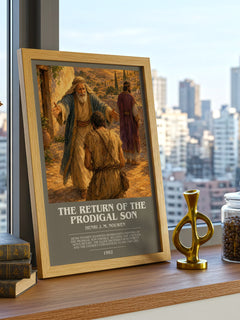 The Return of the Prodigal Son bookish print framed by window – literary home decor
