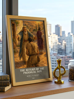 The Return of the Prodigal Son book cover print framed by window – literary home decor