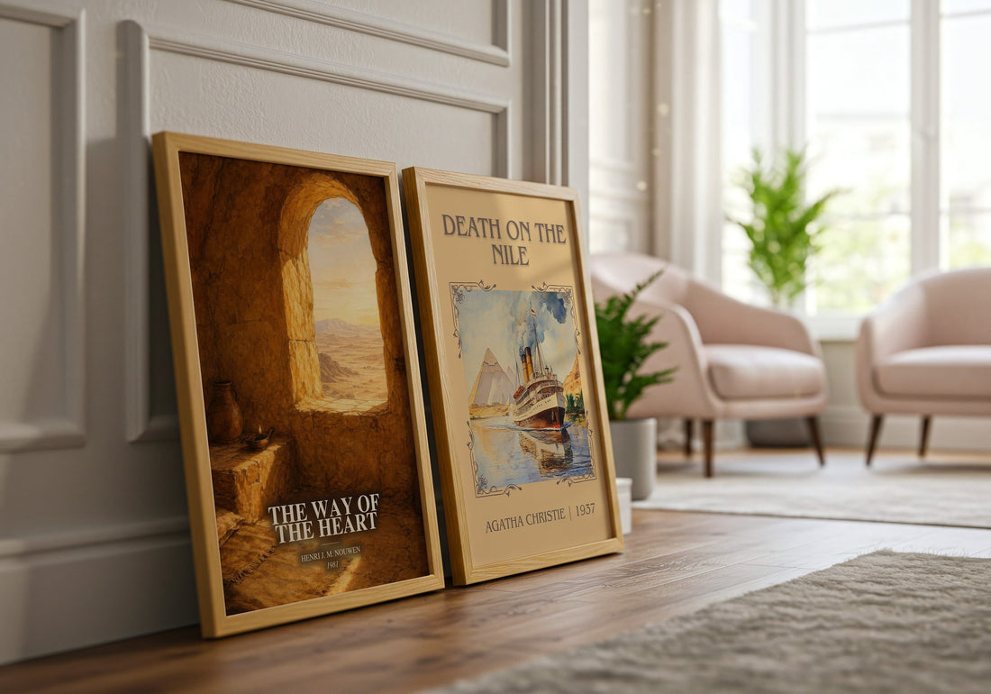 The Way of the Heart watercolour print framed by window – literary home decor