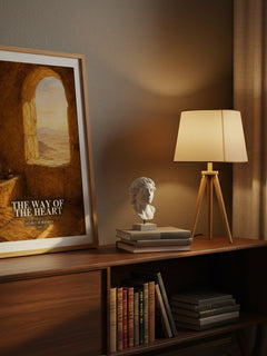The Way of the Heart watercolour print on bookshelf – Henri J. M. Nouwen fan gift