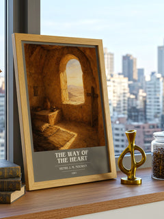The Way of the Heart book cover print framed by window – literary home decor