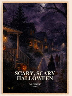 Scary, Scary Halloween watercolour book poster by Eve Bunting – framed literary art print