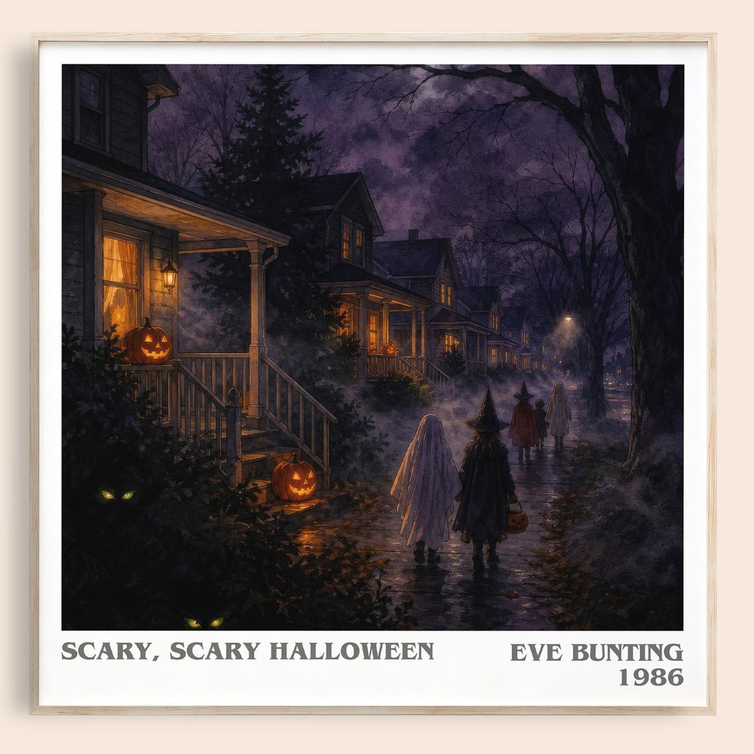 Scary, Scary Halloween literary book poster by Eve Bunting – framed literary art print