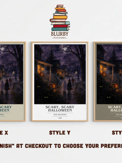 Scary, Scary Halloween book cover print in frame leaning in hallway – childrens wall art