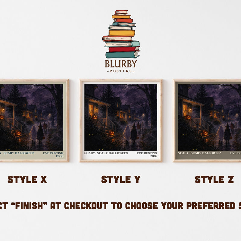 Scary, Scary Halloween literary print in frame leaning in hallway – childrens wall art
