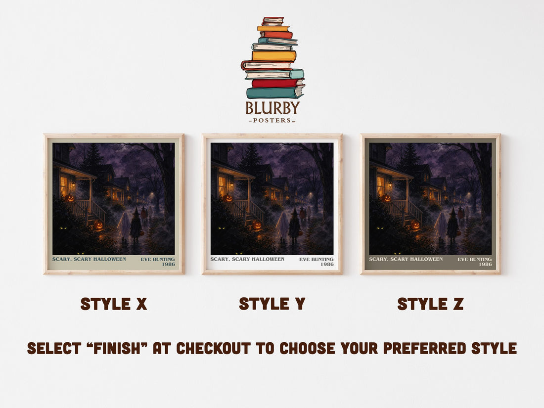 Scary, Scary Halloween literary print in frame leaning in hallway – childrens wall art (mockup)
