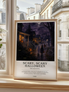 Scary, Scary Halloween bookish poster colour and style options – Eve Bunting book art