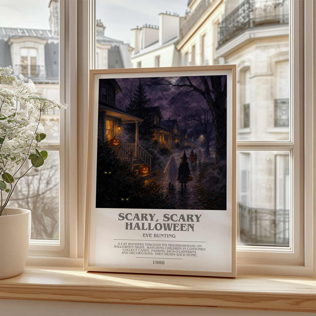 Scary, Scary Halloween bookish poster colour and style options – Eve Bunting book art