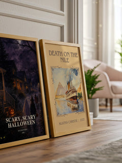 Scary, Scary Halloween watercolour print framed by window – literary home decor