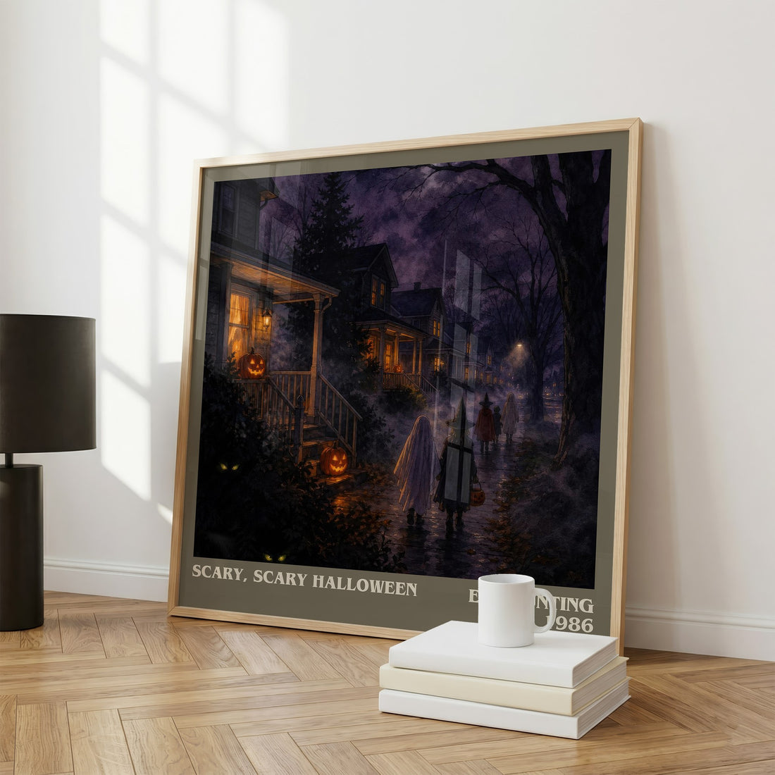 Scary, Scary Halloween literary print framed by window – literary home decor