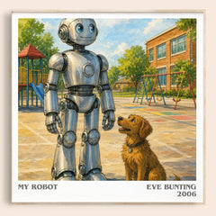My Robot literary book poster by Eve Bunting – framed literary art print
