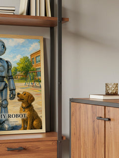 My Robot book watercolour illustration paper finish options – matte satin gloss