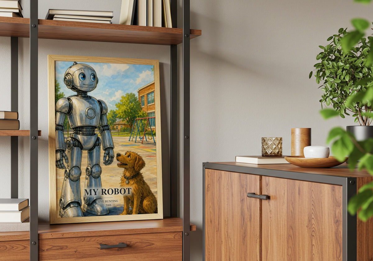 My Robot book watercolour illustration paper finish options – matte satin gloss