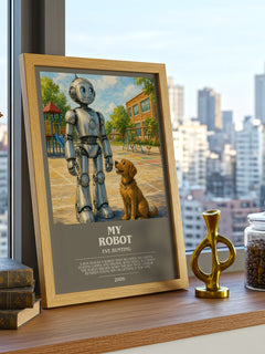 My Robot bookish print framed by window – literary home decor