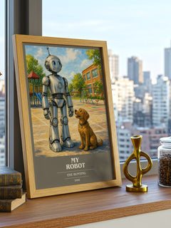 My Robot book cover print framed by window – literary home decor