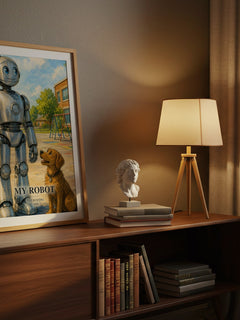 My Robot watercolour print on bookshelf – Eve Bunting fan gift