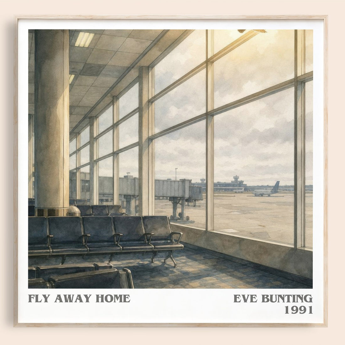 Fly Away Home literary book poster by Eve Bunting – framed literary art print