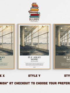 Fly Away Home bookish print in frame leaning in hallway – childrens wall art