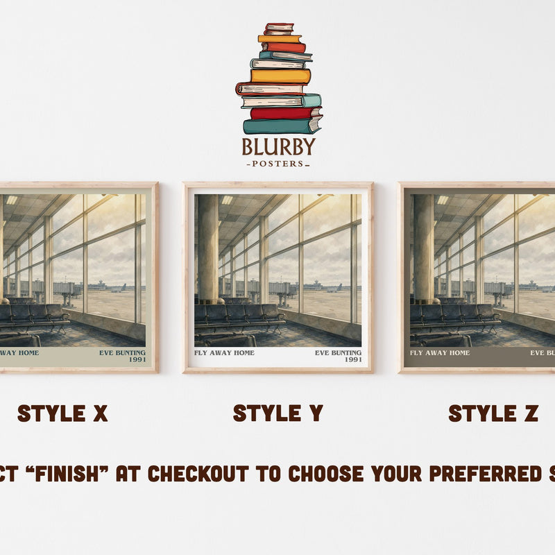 Fly Away Home literary print in frame leaning in hallway – childrens wall art