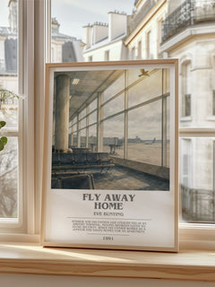 Fly Away Home bookish poster colour and style options – Eve Bunting book art