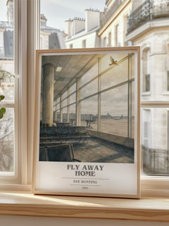 Fly Away Home book cover poster colour and style options – Eve Bunting book art