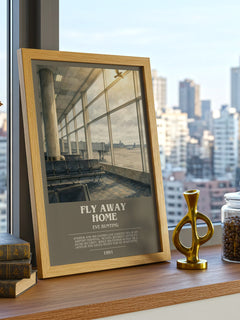 Fly Away Home bookish print framed by window – literary home decor