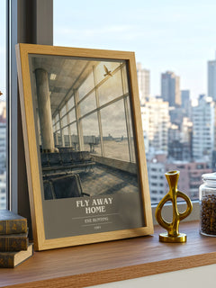 Fly Away Home book cover print framed by window – literary home decor