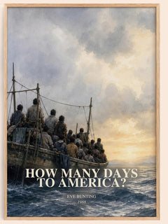 How Many Days to America? watercolour book poster by Eve Bunting – framed literary art print