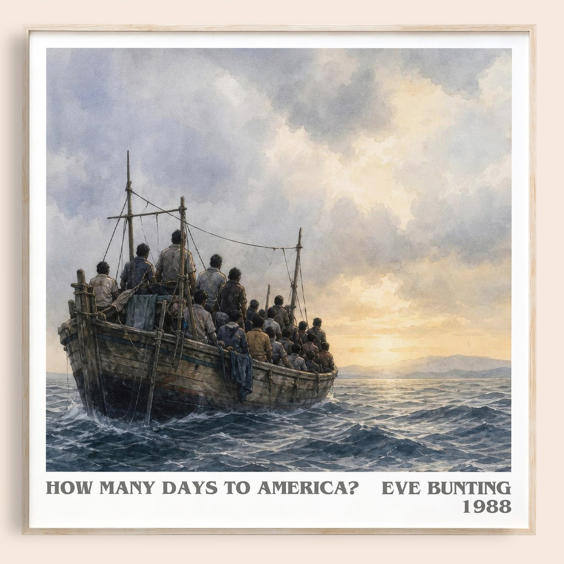 How Many Days to America? literary book poster by Eve Bunting – framed literary art print