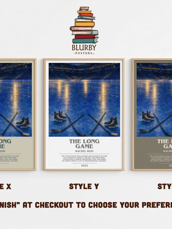 The Long Game bookish print in frame leaning in hallway – romance wall art