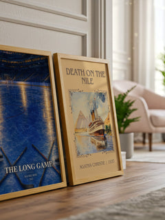 The Long Game watercolour print framed by window – literary home decor