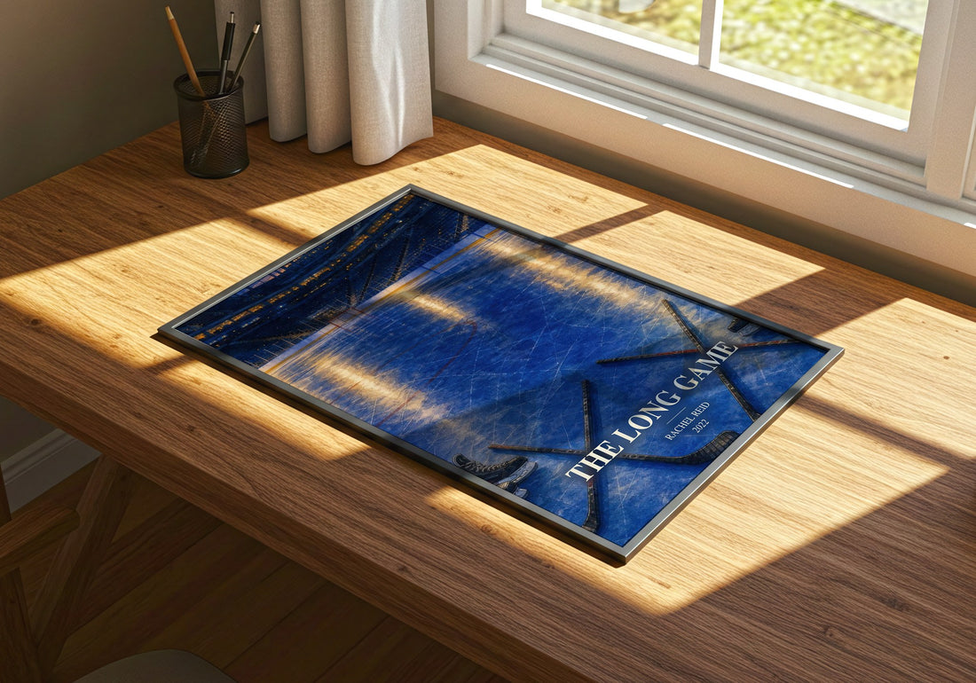 The Long Game watercolour book poster framed on wall – romance wall art