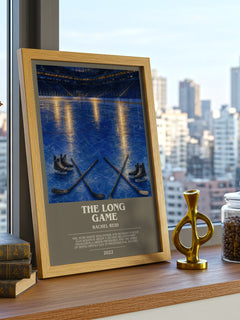The Long Game bookish print framed by window – literary home decor