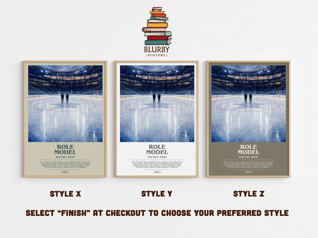 Role Model bookish print in frame leaning in hallway – romance wall art (mockup)
