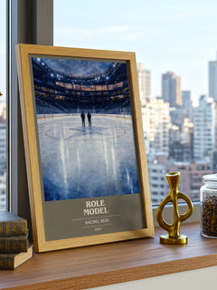 Role Model book cover print framed by window – literary home decor