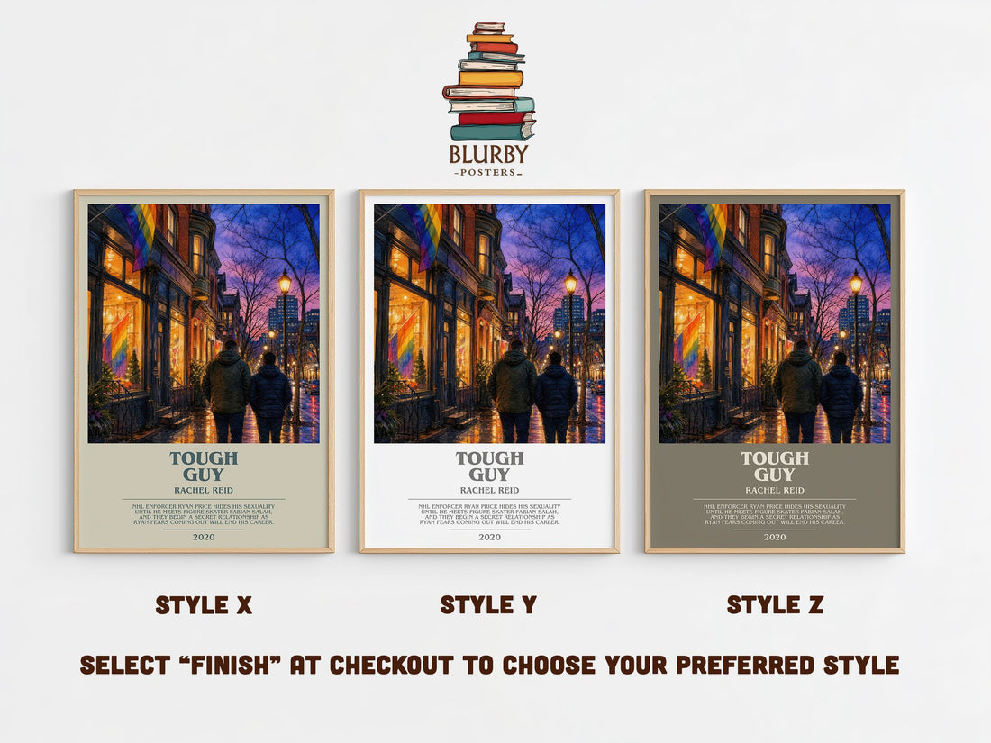 Tough Guy bookish print in frame leaning in hallway – romance wall art (mockup)
