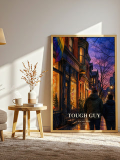 Tough Guy watercolour print in frame leaning in hallway – romance wall art