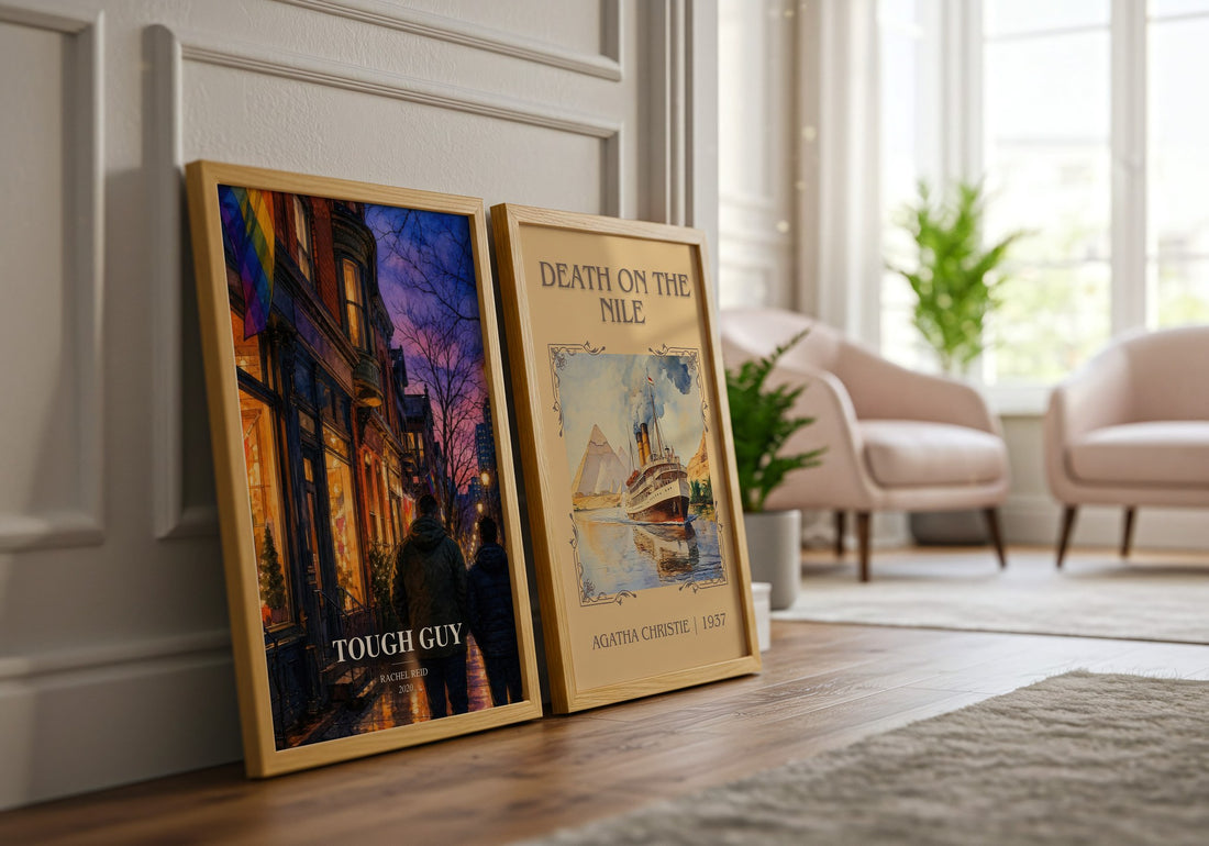 Tough Guy watercolour print framed by window – literary home decor