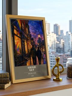 Tough Guy book cover print framed by window – literary home decor