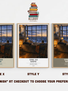 Time to Shine book cover print in frame leaning in hallway – romance wall art