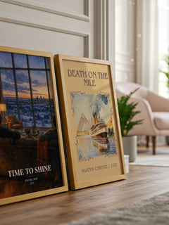 Time to Shine watercolour print framed by window – literary home decor