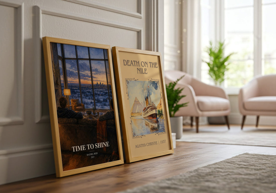Time to Shine watercolour print framed by window – literary home decor