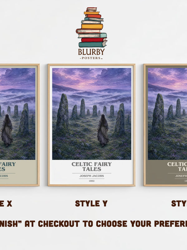 Celtic Fairy Tales book cover print in frame leaning in hallway – childrens wall art